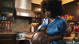 Pregnant ebony MILF craving for a cock