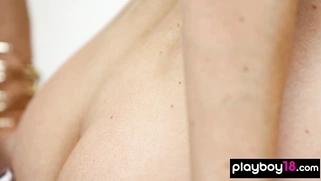 Slender Australian nude blondie swimming