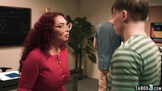 Redhead mature teacher double penetrated