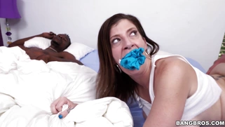 Sara Jay gets gagged with her panties and dogged by a thief
