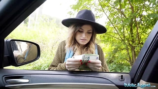 Hitchhiker with big tits  Big dick public pov blowjob by Nicole Rae