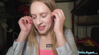 Nikki Riddle taken to a garden shed and has her wet pussy pounded by a huge cock