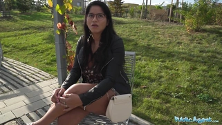 Beautiful brunette with large natural tits fucked by a BBC