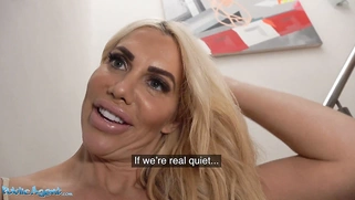 Tori Cummings, a blonde Australian, had sex on the workplace steps