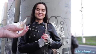 Monica Brown has her tight Russian pussy fucked outdoors