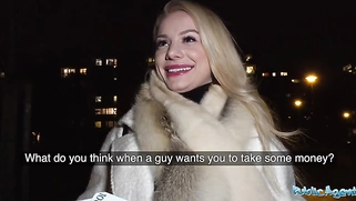 A sexy blonde's tight, hairless, cum-filled pussy