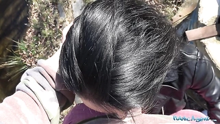 Art student eats big cumload with a peachy ass and tight pussy