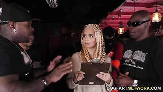 Interracial gangbang with anal slut Aaliyah Hadid