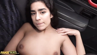 Fake Asian taxi girl rips her tights and fucks her pussy with an Italian taxi driver