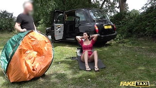 British woman Lucy Ray fucks a taxi driver with a huge white cock
