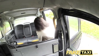 Fake taxi Miniature black girl with big tits working on a dick for cum