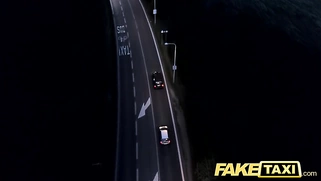 Sexy blonde in tight mesh denim shorts and heels