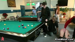 Busty sub bound and exposed in public