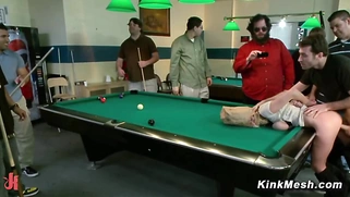 Busty sub bound and exposed in public