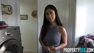 Asian real estate agent with big natural tits fucks client