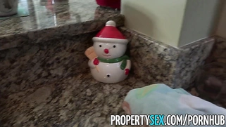 Busty realtor works hard for a New Year's bonus