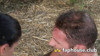 Soaked in sweat - Hardcore anal hump with a teenager cockslut in the barn!