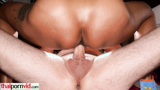 Cute obedient Thai teen fucks a big dick