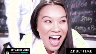 Perverted Professor Disciplines Teen Student Kimmy Kimm with MULTIPLE SPANKINGS!