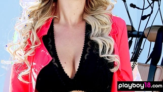 Hot teen pilot posing nude in her copter