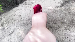 Redhead hot wife outdoor anal POV