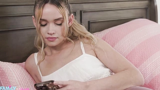 Tiny stepsister slowly takes throbbing dick into her hot tight fluffy pussy (Chloe Kingsley)