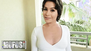 Nicole Aria Knocks on Charles Dera's Door to Take a Shower at His House and Fuck Him