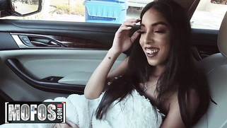 Trapped teen Claire Black gets naked in the car