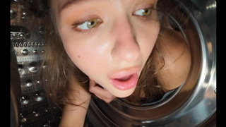 Big Tits Stepsister Stucked In Washing Machine Gets Anal Fucked