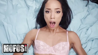 Asian and Black Small Tit Spinner Shares Cock