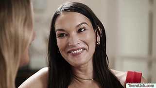 Fucking my hot friend using new strap on