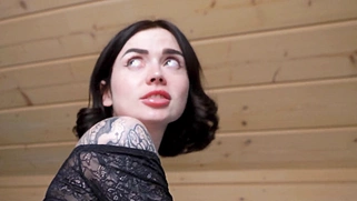 Big tits and ass black haired hot babe takes cock in her pussy  - 2