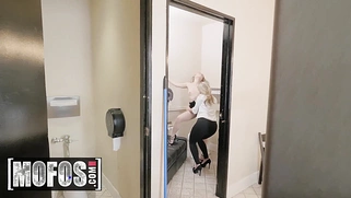 The luckiest man in the world fucks two blondes in the bathroom