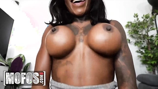 Josie Black works out her ass, then puts her booty to work on Michel Cumshot's cock