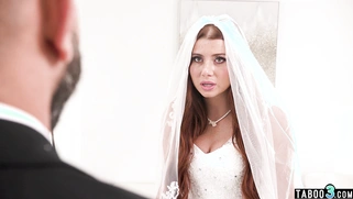 Nervous teen bride calming herself down