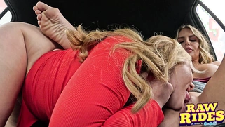 Blonde Big Tits Amateur Waxes Her GF In Ride Share On Way To Strip Club Casting Lesbian Sex