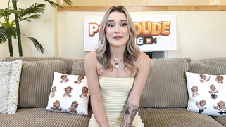 Thea Summers Strokes My Big Dick With Her Hands Then Switches to a Foot Fuck on My Couch