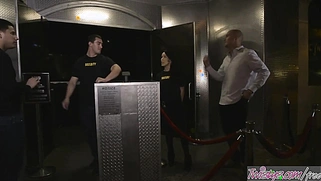 Dirty security girl Megan Rain finds concealed cock
