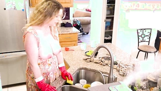 Big Natural Tits Stepmother Fucked While Doing The Dishes