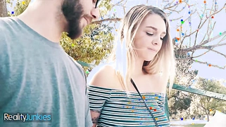 Big tit coed Gabbie Carter rides big cock