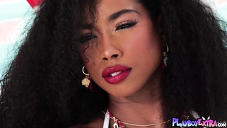 Naked ebony teen Mia turns up the heat