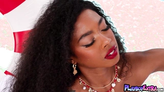Naked ebony teen Mia turns up the heat