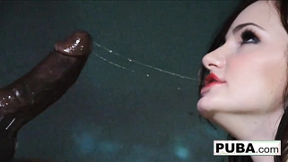 While seeing herself being fucked by a BBC, a hot Brunette babe enjoys getting one.