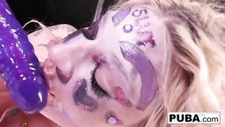 Crazy Clown Leya uses her pussy as a way to vent her anger.