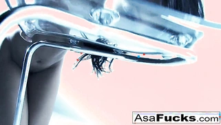 Amazing Asa plays with her pussy