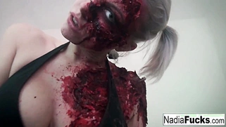The gash between her legs is pleased by the hot zombie!
