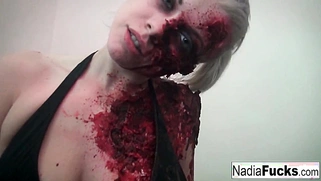 The gash between her legs is pleased by the hot zombie!