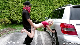 Teen Kenzie Reeves gets fucked rough leaning on the car