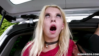 Kenzie Reeves gets banged reverse cowgirl in the car