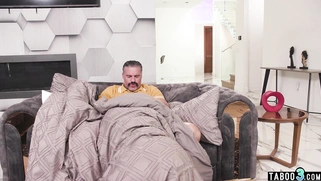 Teen fucking stepdads dick under blanket